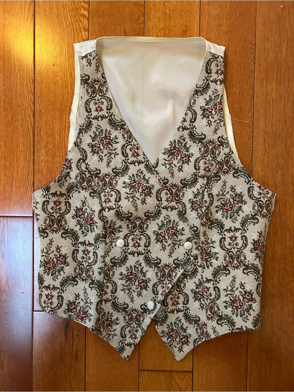 Classic Floral Tapestry V-Neck Vest